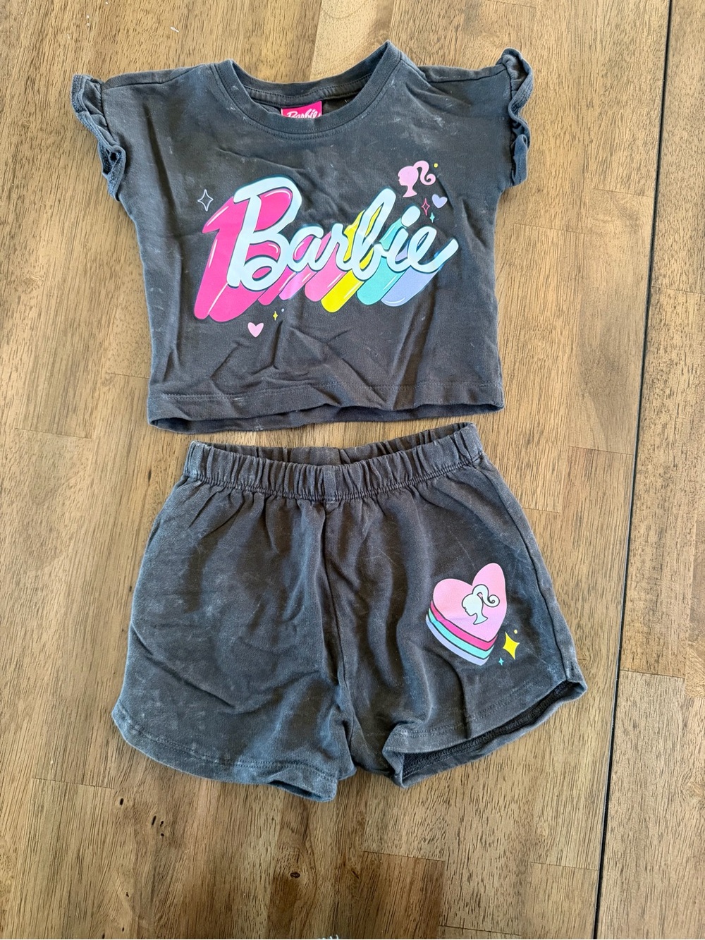 Barbie Girls' Logo top & Shorts Set with Rainbow Accent
